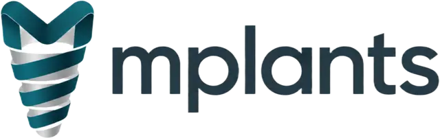 M Plants logo — teal implant screw symbol forming an M beside the mplants name